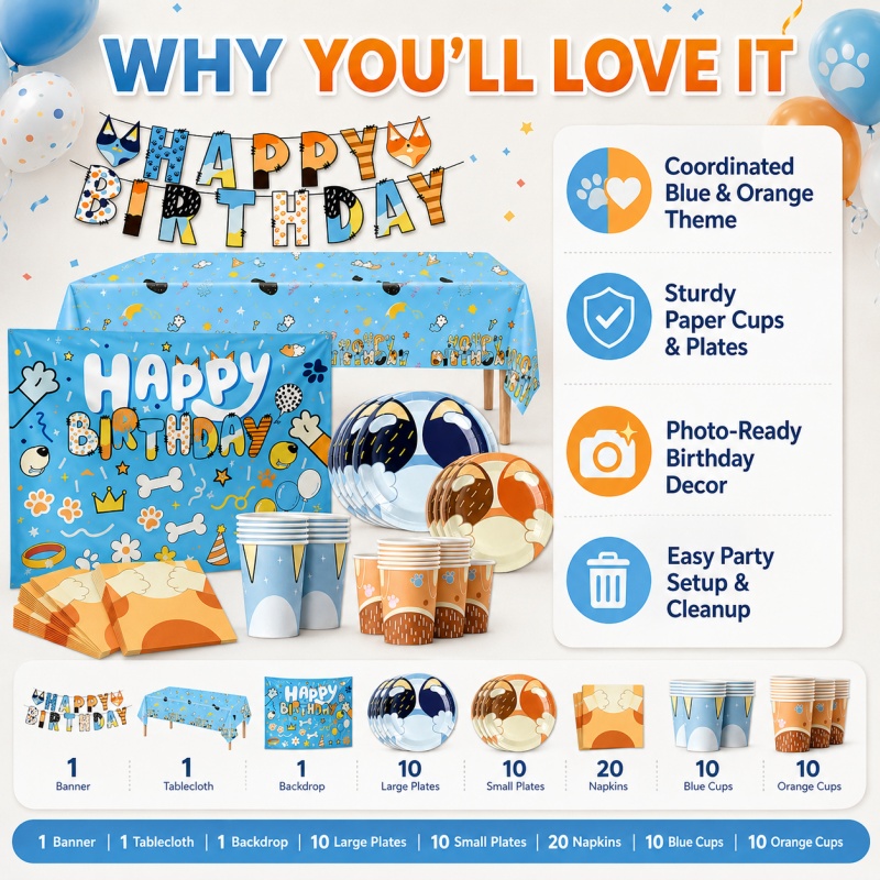 Blue Dog Party Supplies Bundle - Pet Supplies In Bulk ulasan dan harga